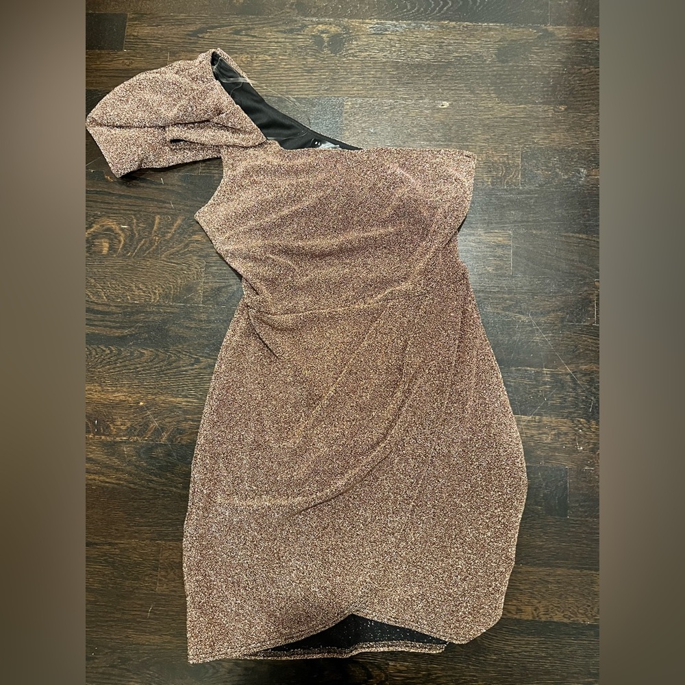 Gold Shimmery One Sleeved Dress